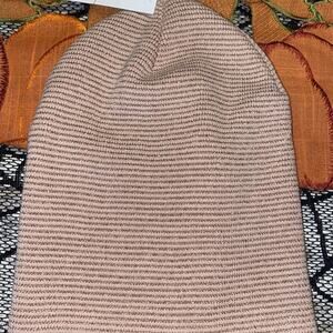 Sole Society pink rose metallic striped beanie knit hat. one size.